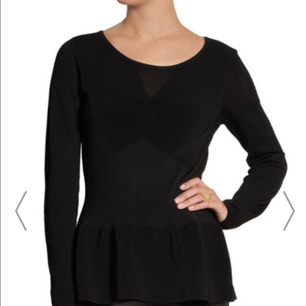 Maje Black Datchye stretch-knit peplum top - Picture 5 of 12